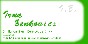 irma benkovics business card